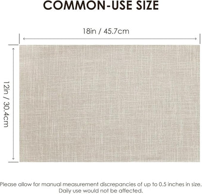 Placemats Set of 4, Bilayer Thickened Linen Place Mats Heat Resistant Machine Washable Wrinkle Free Carefully Selected Polyester Mats for Kitchen/Dining/Coffee Table (Cream Beige)