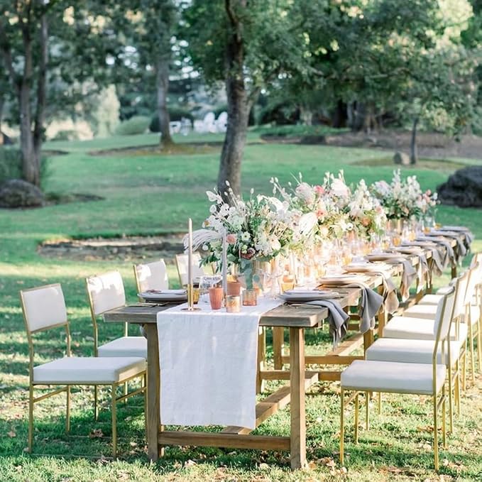 White Table Runners 2 Packs 13x108 Inch Burlap Linen Boho Table Runner | Rustic - Image 4