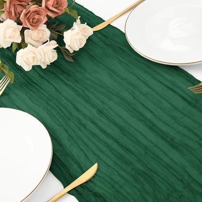 8 Pack Emerald Green Cheesecloth Table Runner 20 x 120 inch Gauze Table Runners - Image 6
