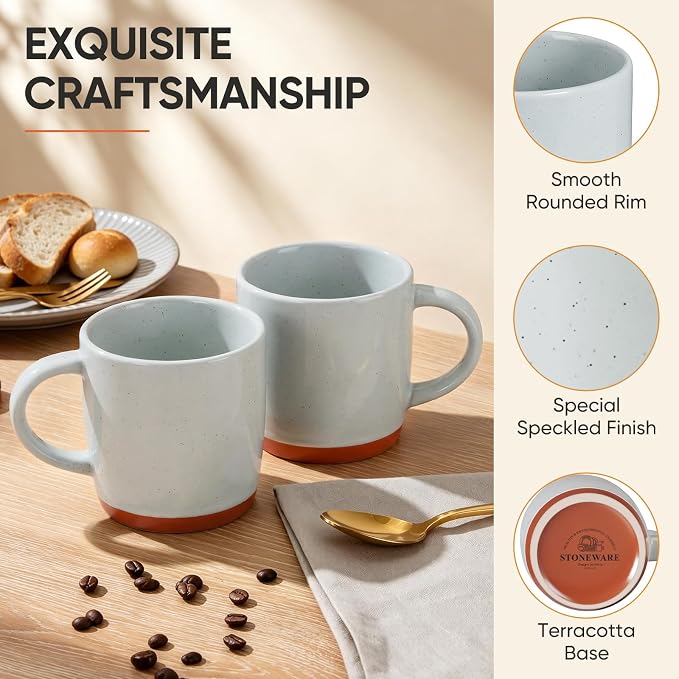 E-far Ceramic Coffee Mug Set of 4, 12oz Stoneware Coffee Cup - Image 3