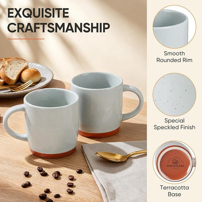 E-far Ceramic Coffee Mug Set of 4, 12oz Stoneware Coffee Cup - Image 3