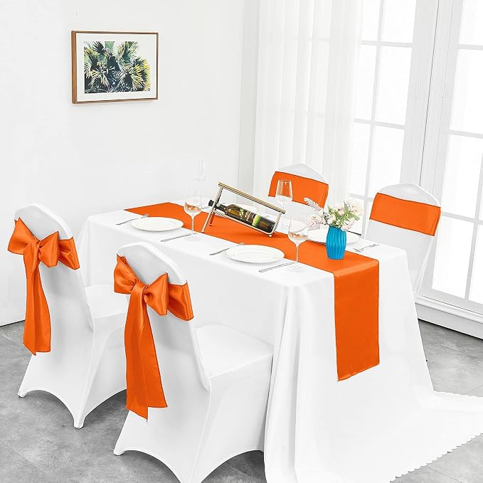 15-Pack Orange Satin Table Runner 12 x 108 Inch Long Fuchsia Bright and Smooth - Image 5