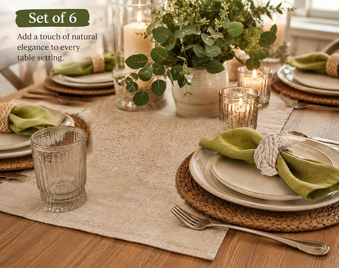ALPHA Living HOME Woven Napkin Rings Set of 6 - Image 6