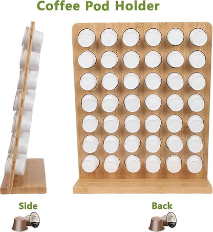 simesove K Cup Holder, Bamboo Keurig Storage Organizer, Holds 42 Pods for Coffee Bars, Offices, and Kitchens, k-cup Pod Holders Display Rack for Countertop