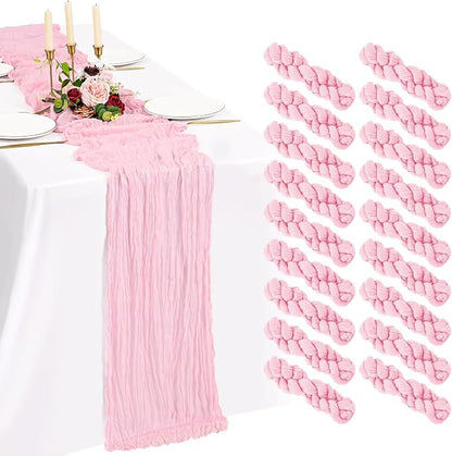 18 Pack Cheesecloth Table Runner 10FT Light Pink Table Runner Boho Gauze Cheese by Showgeous