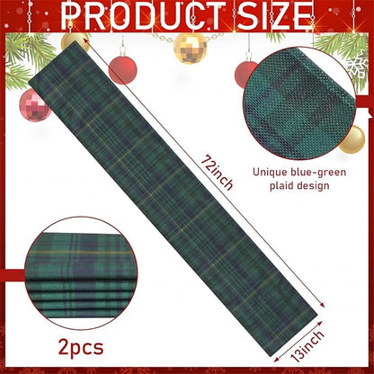 Gilprop 2 Pcs 72 x 13'' Tartan Plaid Bear Babyshower Table Runner Vintage - Image 2