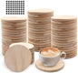 60 Pack 4 Inch Unfinished Round Wood Coasters by SIJDIEE