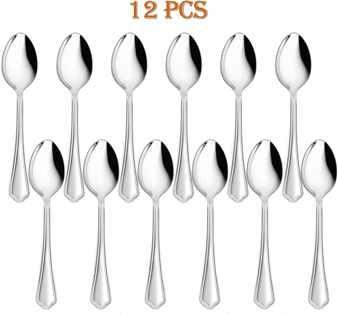 Dinner Spoons Set of 12, E-far 7.9 Inch Stainless Steel Soup Spoons Tablespoons - Image 3