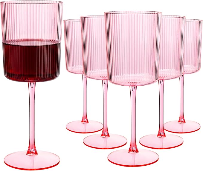 Ciaell 12 Pack Pink Plastic Wine Glasses by Ciaell