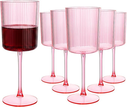 Ciaell 12 Pack Pink Plastic Wine Glasses by Ciaell