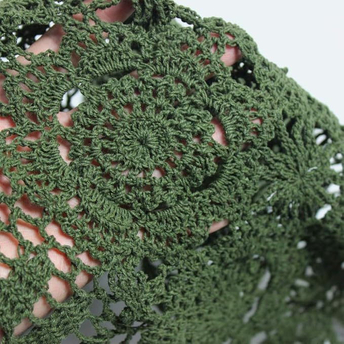 Cotton Handmade Crochet Lace Table Runner Olive Green 12x60 Inch | Oval - Image 4