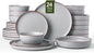 Famiware Mercury 24-Piece Stoneware Plates and Bowls, Light Grey | Dinnerware by Famiware