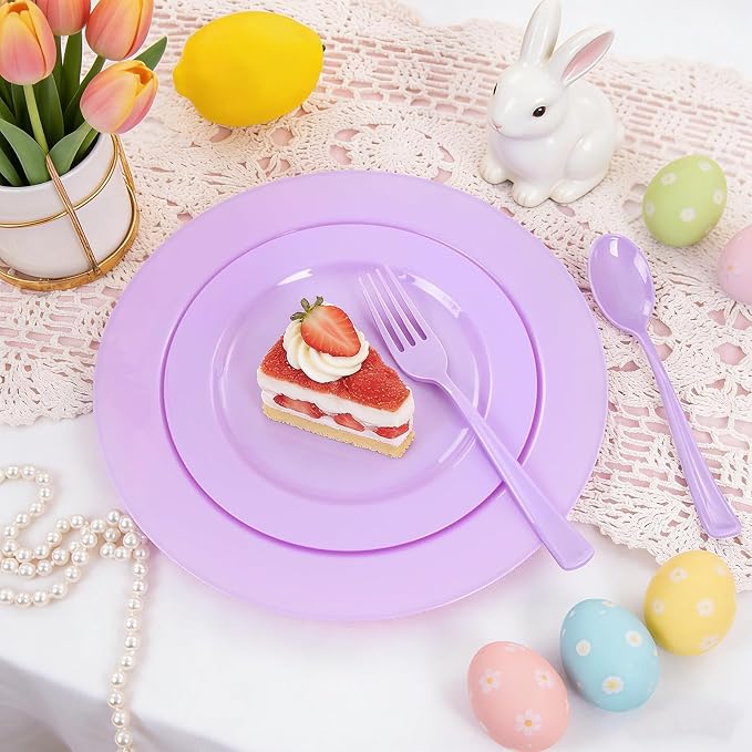 KIRE 150 PCS Purple Plastic Plates - Image 4