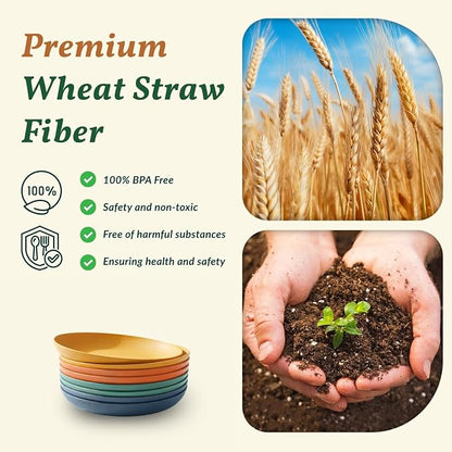 Deep Dessert Plates Unbreakable Wheat Straw Dinner Plates 8 PCS Microwave & - Image 4