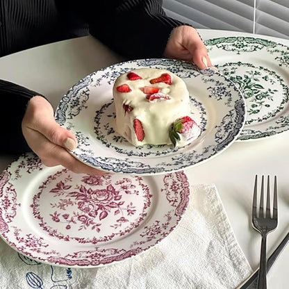 Ceramic Dinner Plates, 7.9 Inch Rose Flower Decorative, Microwave & Dishwasher - Image 4