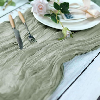 Efavormart 10ft Dusty Sage Cheesecloth Table Runner - Image 6