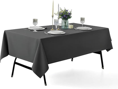 2-Pack 60x102 inch Grey Table Cloths, Solid Stain and Wrinkle Resistant Oblong Tablecloth, Premium Plain Weave Polyester Fabric Rectangle Table Linen Covers for Hotel, Wedding