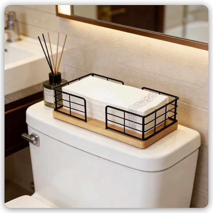 Kordory Wooden Disposable Guest Towel Holder Tray - Image 6
