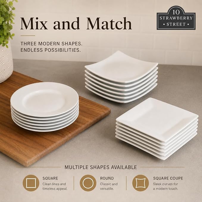 10 Strawberry Street 6" Catering Square Appetizer Plate - Image 9