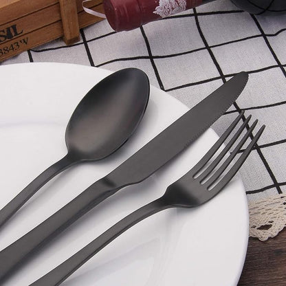Matte Black Silverware Set, SHARECOOK Satin Finish 30-Piece Stainless Steel - Image 5