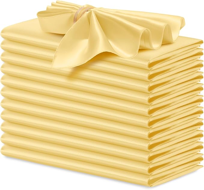 P Pothuiny 12 Pcs Gold Satin Napkins 17 x 17 Inch, Satin Cloth Napkins | Square by P+Pothuiny