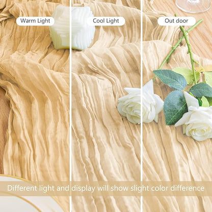 Cheesecloth Table Runner 10FT Sand Boho Gauze Rustic Sheer Table Runners | - Image 5