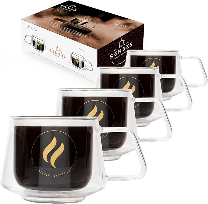 GLORAMA Double Walled Glass Coffee Mugs - 10oz Coffee Mugs by GLORAMA