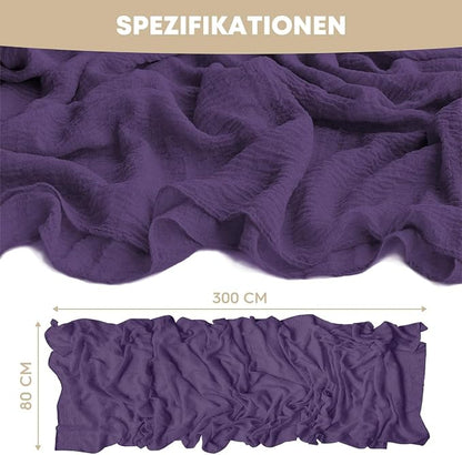 Artoid Mode Boho Cheesecloth Gauze Purple Wedding Table Runner, 120 Inch - Image 5