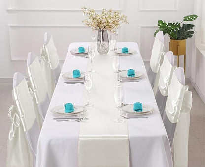 Horbaunal 2 Pack Ivory Satin Table Runner 12 x 108 Inch | Smooth Table Runners - Image 2