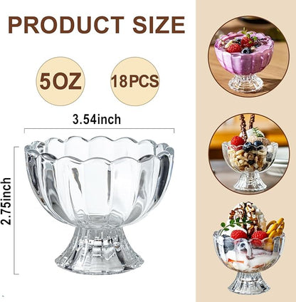 5oz Iced Cream Dessert Bowl, Vintage Footed Tulip Glass Dessert Cups, Cute - Image 2