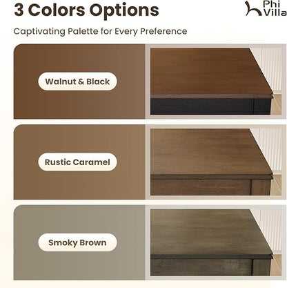PHI VILLA Kitchen Table with Bench and Chairs, Counter Height Table and Chairs, Solid Wood Small Dining Table Set for 4, High Top Kitchen Table Chairs Set of 4, Smoky Brown