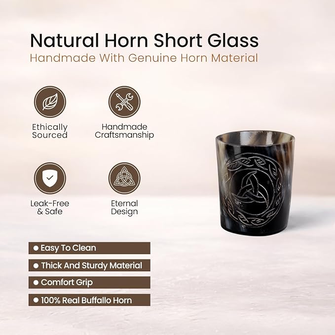 Handicrafts Home Viking Horn Shot Glasses Set of 8, Handmade Natural Ox Horn - Image 2