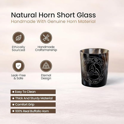 Handicrafts Home Viking Horn Shot Glasses Set of 8, Handmade Natural Ox Horn - Image 2