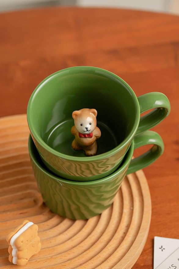 DIHOclub Bow Tie Bear Coffee Cup Hidden Ceramic Animal Inside Mug, Cute Cartoon - Image 9