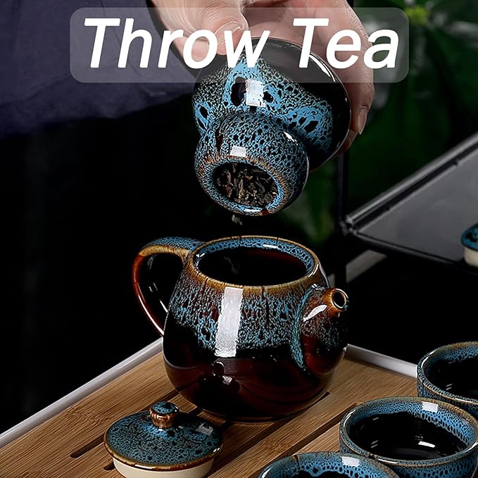 Chinese Kongfu Tea Set, Portable Porcelain Travel Tea Set - Image 4