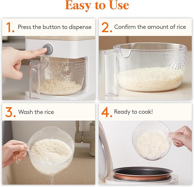 Lifewit Rice Dispenser 25 Lbs, Airtight Storage - Image 8