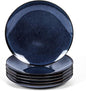 vicrays Ceramic Round Plates Set of 6 - Porcelain 8 inch Dinner Plates for Salad Dessert Appetizer Bread - Microwave Oven and Dishwasher Safe - Blue