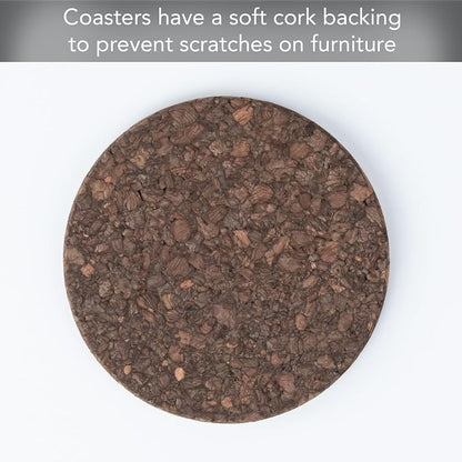 Thirstystone Set of 6 Thick Dark Cork Coasters in Black Coaster Holder | 4.7" - Image 2
