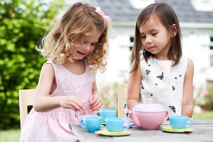Green Toys Tea Set, Motor Skills, Language & Communication Kids Role Play Toy. - Image 2