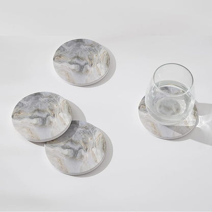 Set of 6 Abstract Gray White Marble Coasters - Image 3