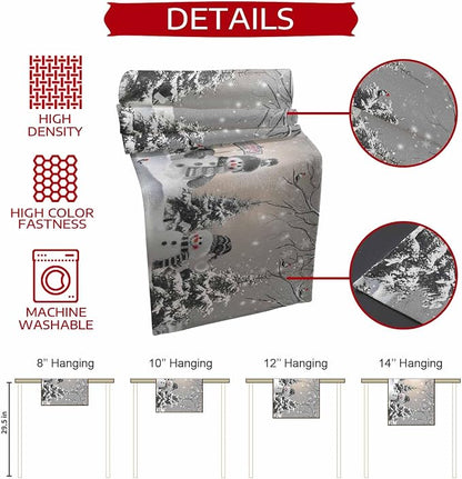 Christmas Snowman Short Table Runners 48 Inches, Cotton Linen Fabric Snowflake - Image 8