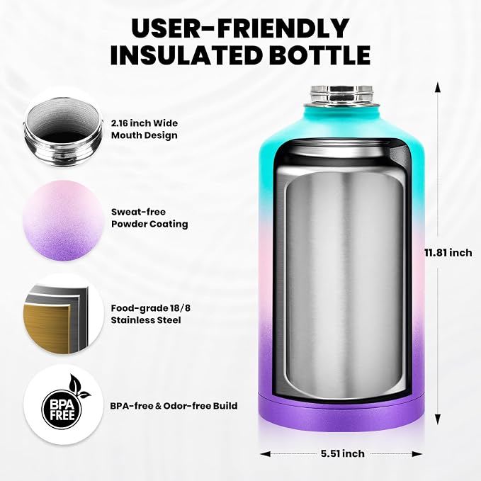 RAYMYLO One Gallon Water Bottle Insulated 128 oz, Stainless Steel | Triple - Image 5