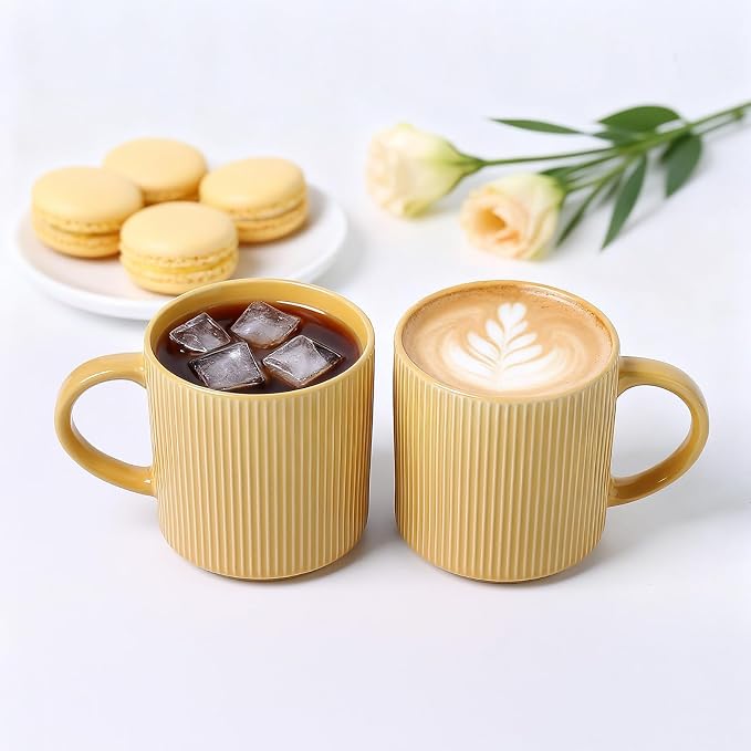 MONITO 16Oz Coffee Mugs Set of 4, Rustic Ceramic Coffee Cups Set - Image 3