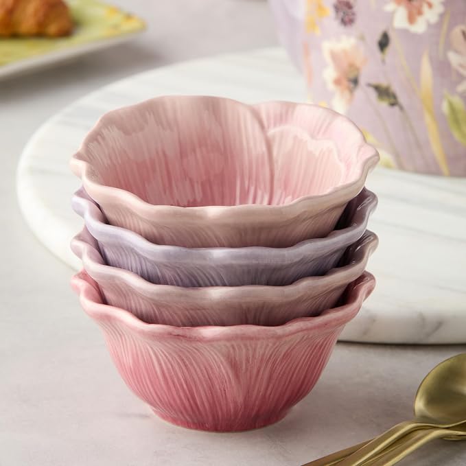 Wildflowers 3‑D Ceramic ICE CREAM/DESSERT BPWLS, sculpted floral bowls - Image 9