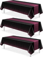 3Pcs Black and Maroon Purple Tablecloth Party Decorations, Plastic Black Table by MASHAN