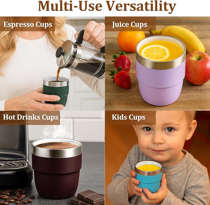 Zenbo 4 oz Espresso/Coffee Cups, Ceramic-Lined Double Wall Vacuum Insulated - Image 8