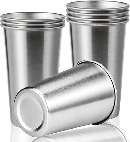 8 Pack 24oz Stainless Steel Pint Cup,Healthy Unbreakable and Stackable,Metal Drinking Glasses