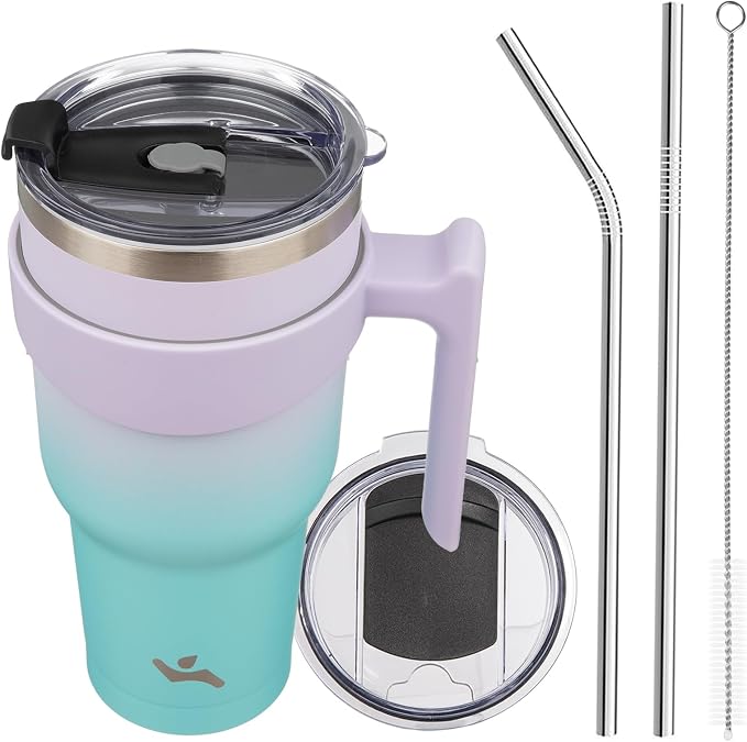 Konokyo 40 oz Tumbler with Handle and Straw, Insulated Travel Mug | Lavender by Konokyo