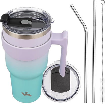 Konokyo 40 oz Tumbler with Handle and Straw, Insulated Travel Mug | Lavender by Konokyo