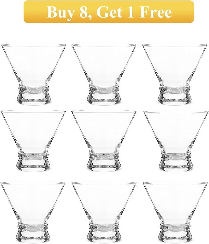 Mfacoy Martini Glasses Set of 9, Crystal Cocktail Glasses 8 Ounces, Hand Blown - Image 5